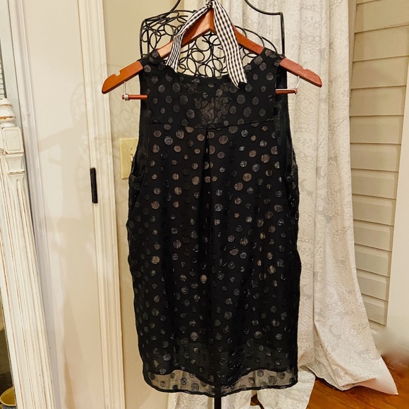 S3- BUNDLE ONLY Adrienne Vittadini Black Metallic Polka Dots Sleeveless Top - Picture 4 of 11